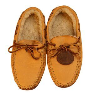 Wolverine Leather Shearling-Lined Moccasins, Hand-Stitched Detail Size 7M